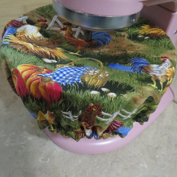 Kitchenaid Bowl Cover Fall Farm Chickens and Sunflowers Reversible Mixer Cover - Picture 1 of 6